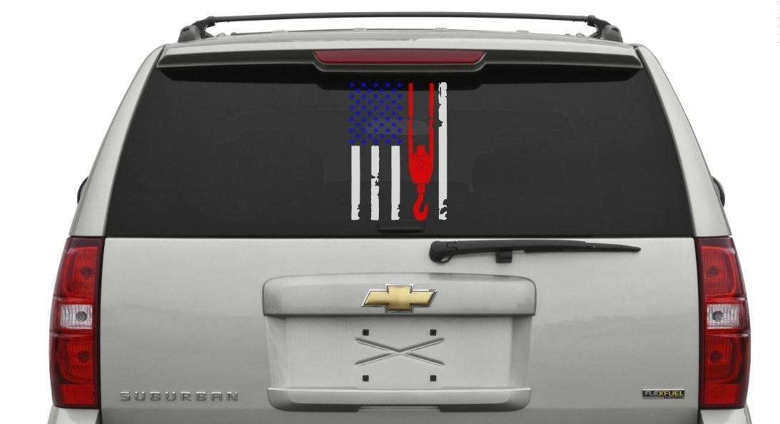 American Crane Flag Decal / Crane Operator Decal / Crane