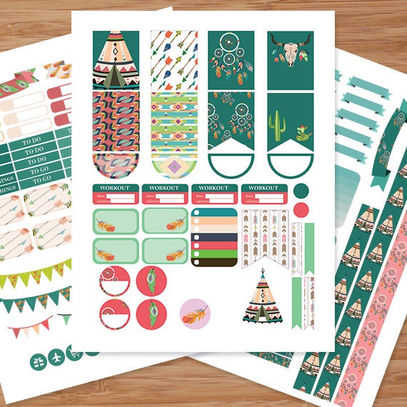 Boho Digital Printable Planner Stickers by MissPrintableStudio