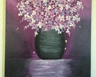 Floral Purple Vase Original Acrylic Painting