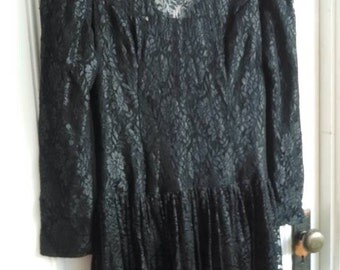 Vintage Scott McClintock Black Lace Prom Dress!