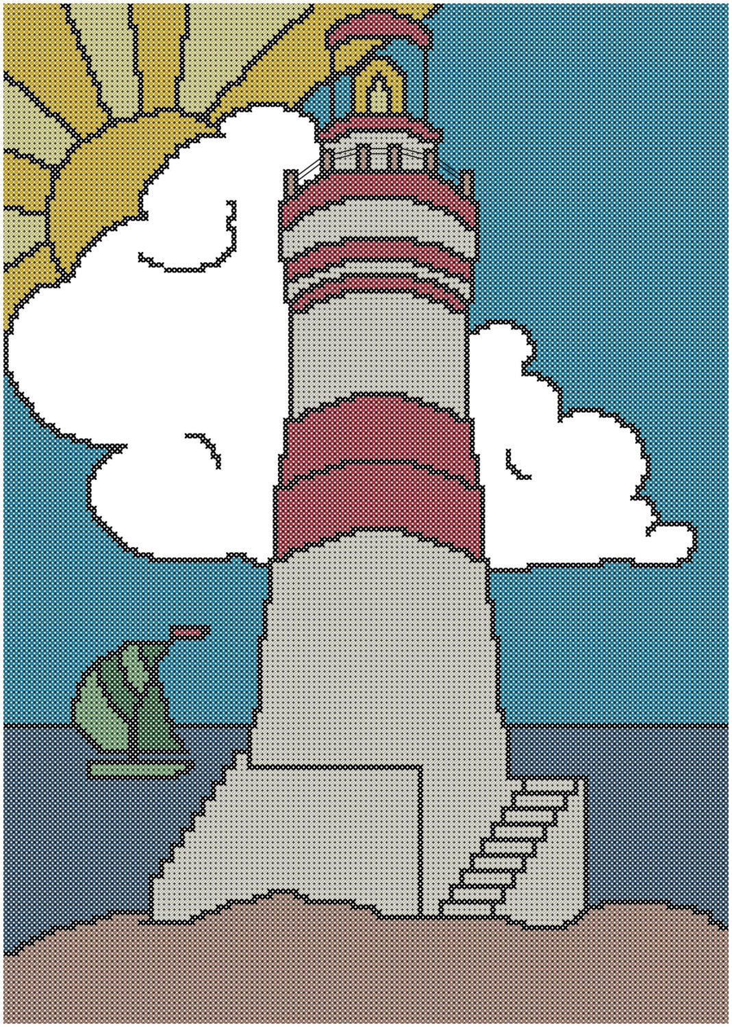 Lighthouse 8x10 cross stitch pattern from AnsleyCollinsDesigns on Etsy