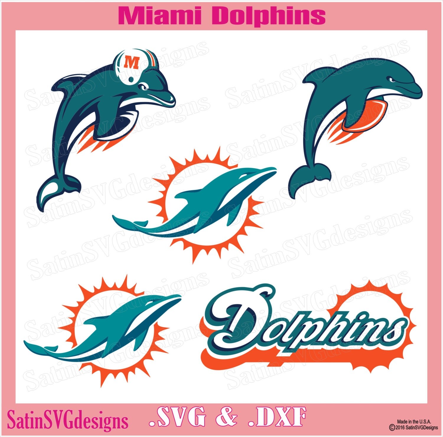 Miami Dolphins Set Design With Your Silhouette by SatinSVGdesigns