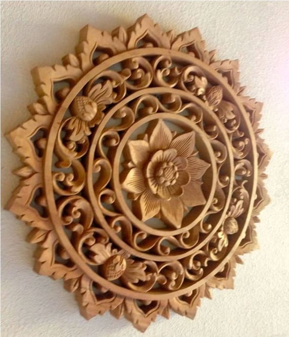 Items similar to A handcarved wooden mandala carving a unique and charming on Etsy