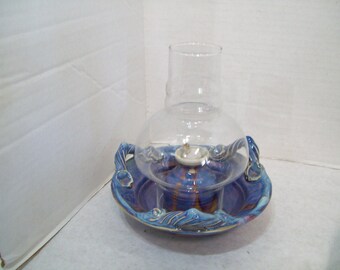 Beautiful Pottery Oil Lamp, Lantern with shade