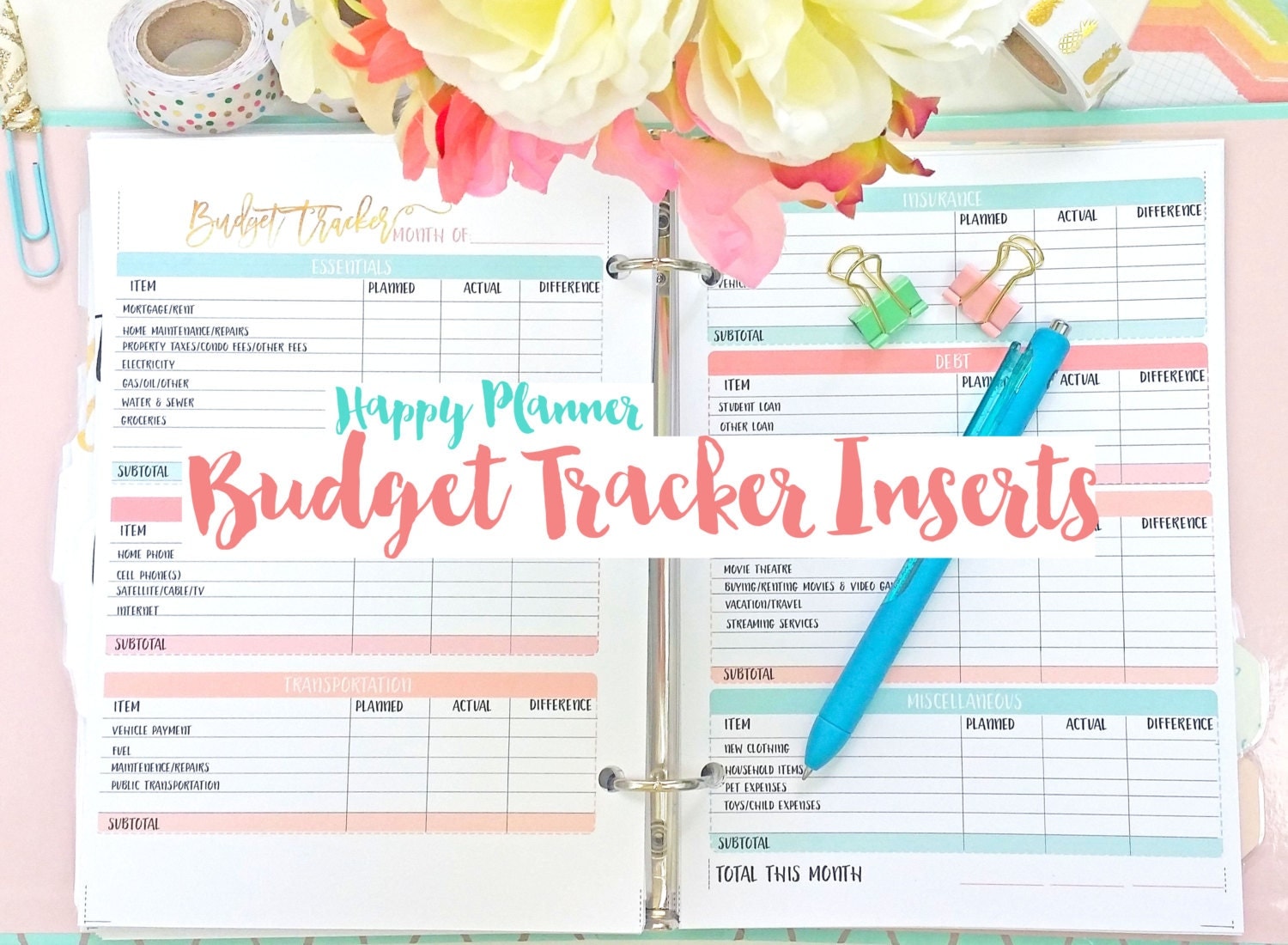 direct sales expense tracker printable happy planner