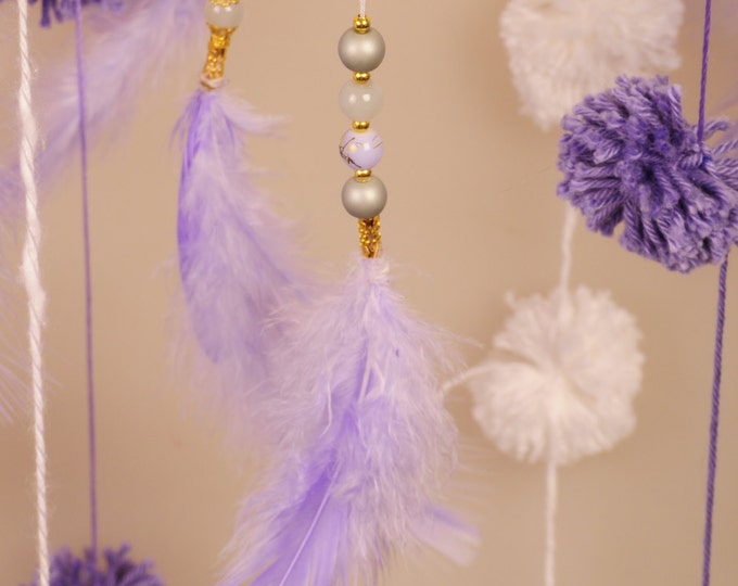 Violet Baby Mobile handmade exclusive Dreamcatcher bedroom Baby Mobiles bedding DreamCatcher Dreamcatchers Christmas present violet balance