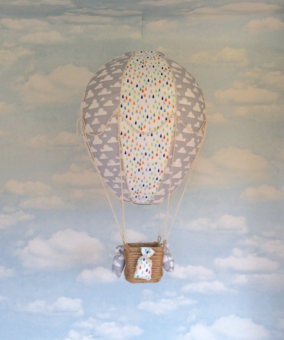 Hot air balloon light shade baby mobile nursery decor