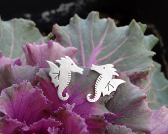 Silver seahorse earrings, Seahorse earrings, Sterling silver earrings, Silver stud earrings, Seahorse studs, Silver women earrings, Seahorse