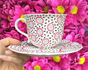 Dragonfruit Teacup & Saucer