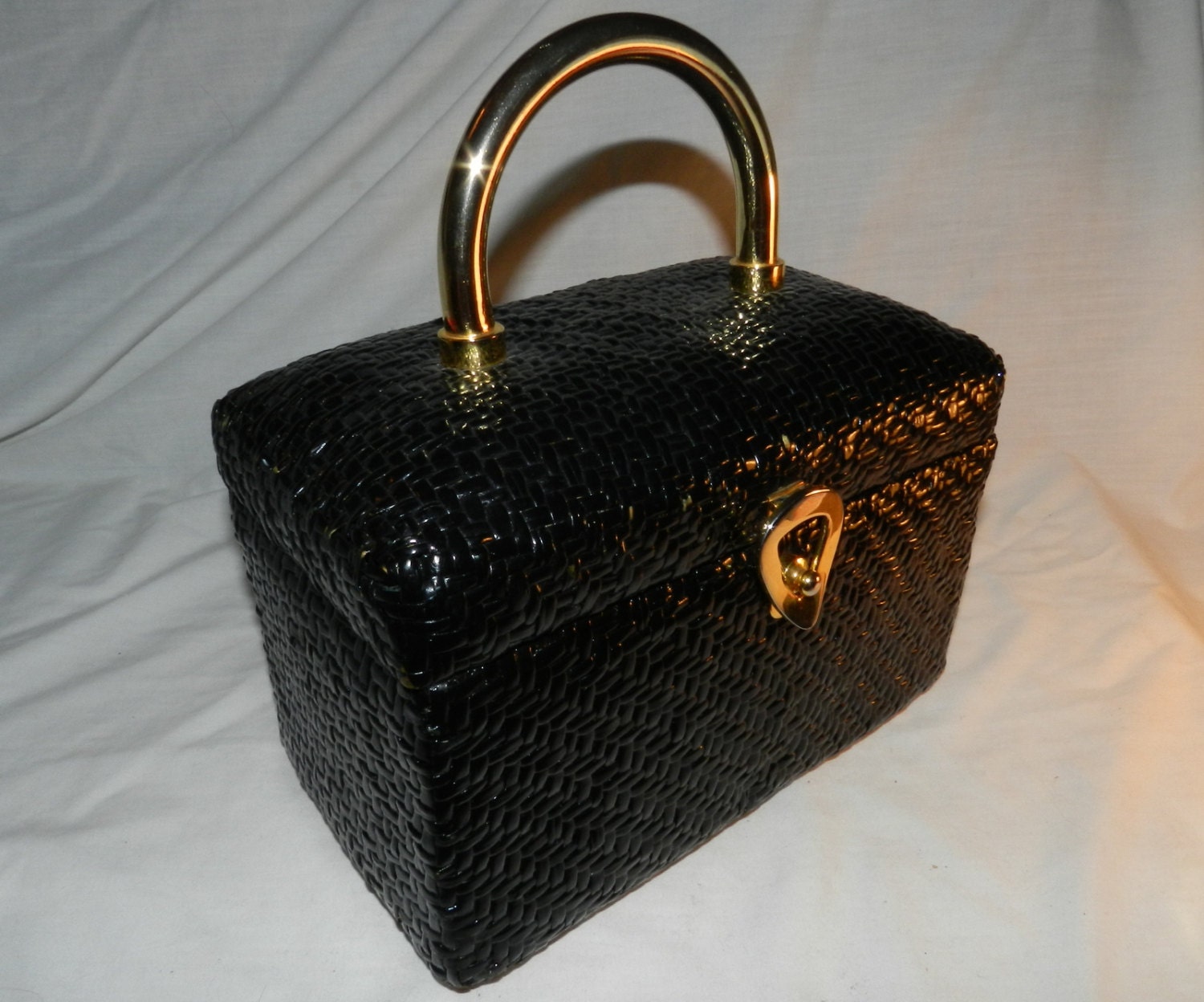 Vintage Koret purse / handbag Black woven wicker / rattan