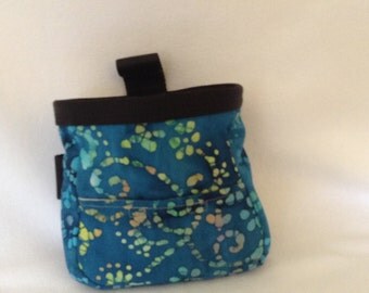 Blue Batik Chalk Bag- Climbing bag, Climber gift, Blue climbing bag, Indoor climbing bag, Climbing equipment, 2 Delany Designs