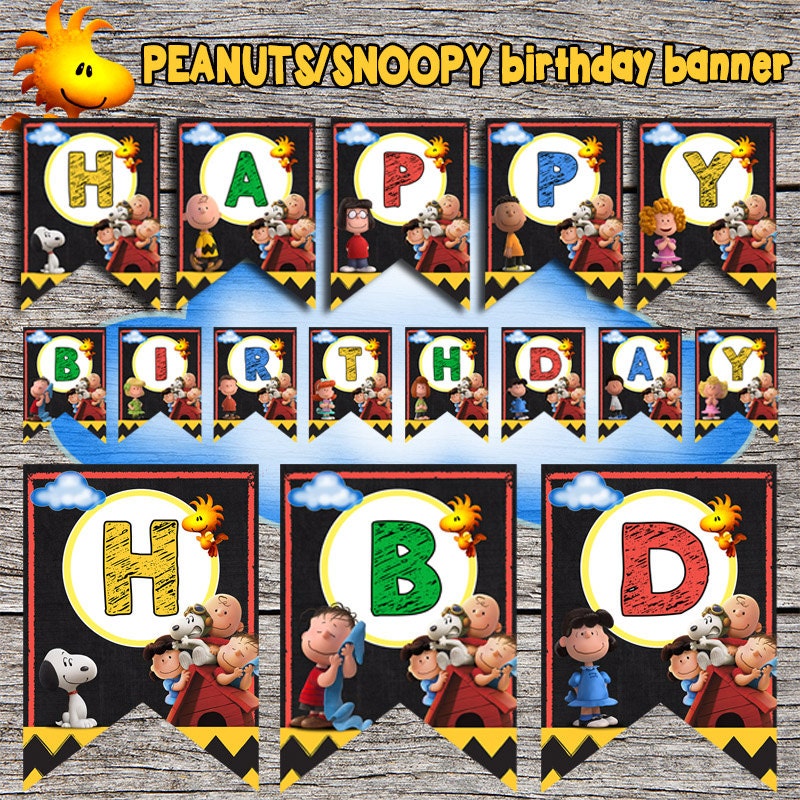 Peanuts/Snoopy Birthday Banner Digital by DottyDigitalParty