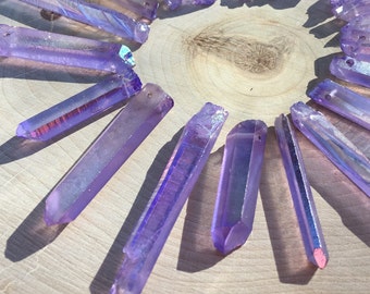 Aura Quartz Points- Drilled Aura Quartz- Violet Quartz Points- Large Drilled Quartz Points- Angel Aura Quartz Points