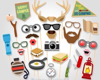 Camping Printable Photo Booth Props - Camping Photo Booth Props - Photobooth Props - Hiking Outdoor Photo Booth Props
