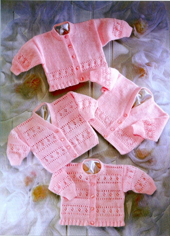 Knitting Pattern Baby Cardigan jumper lacy PDF Instant