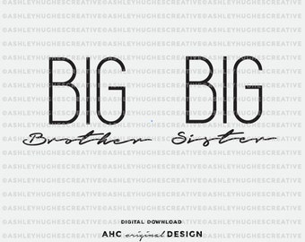 Big Brother Big SIster SVG Sibling cut file. Cricut Explore and more. Big Brother Cutting File, Cut Files, Big Sister Vector, Silhouette