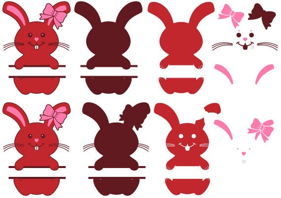 Download Easter Cute Bunny Split Frames SVG DXF PNG eps Rabbit ...