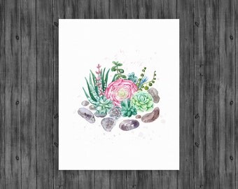 Succulent art, succulent wall art, watercolor cactus, suculent print set, botanical print set, succulent art print, cactus printable, cacti