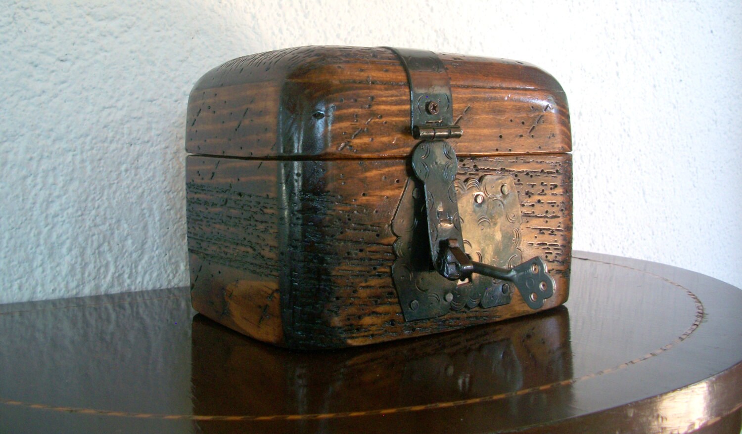 Handmade wooden locking trunk