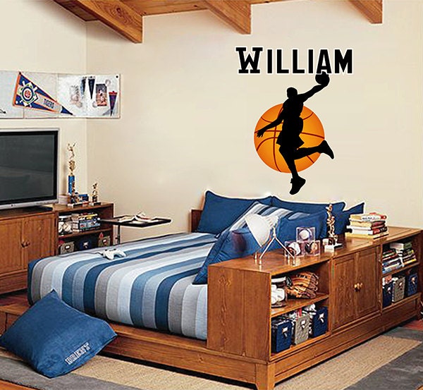 kcik1626 Full Color Wall decal basketball player name boy