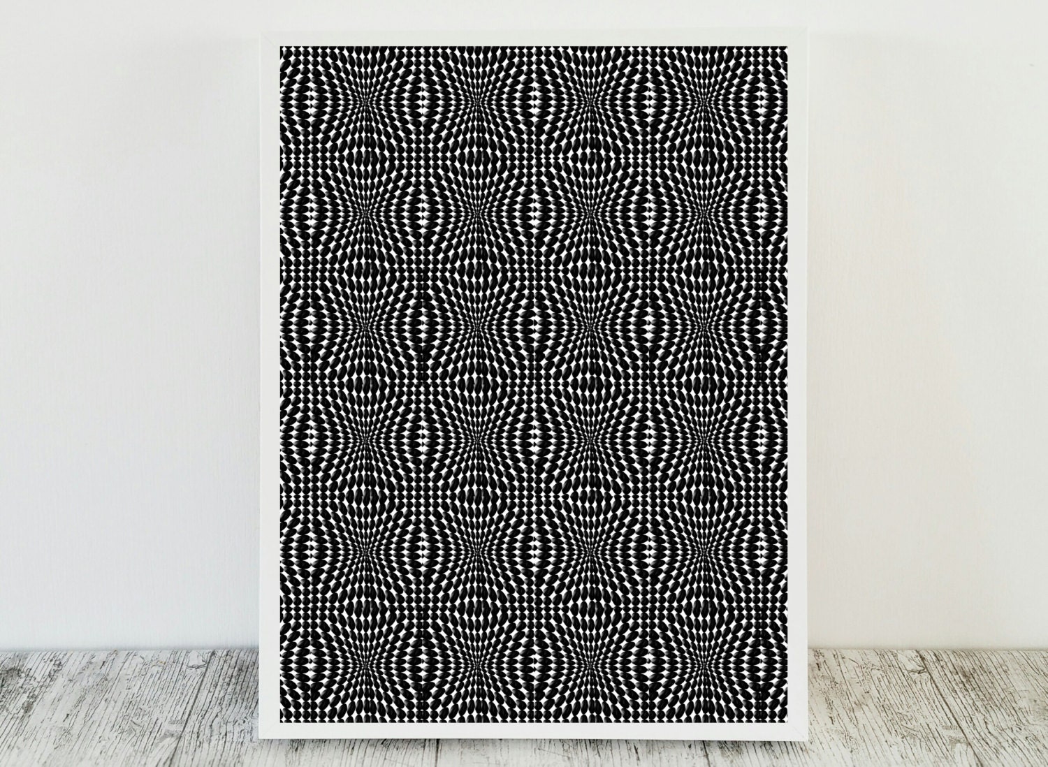 Moire Print Art Print Black White Printable Art Print