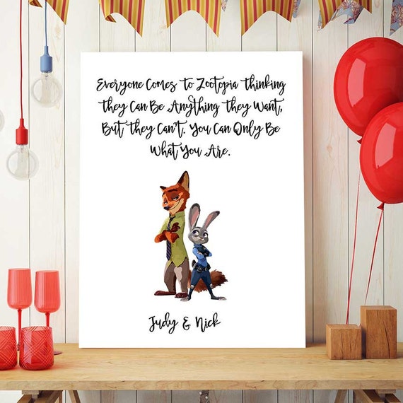 Zootopia Print Disney Quotes Nick Wilde Judy Hopps