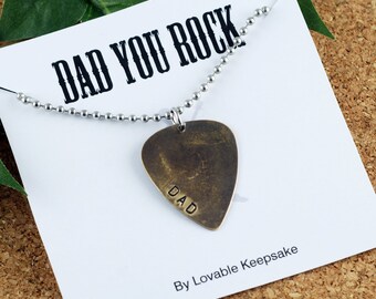 Personalized - Mens Guitar Pick Necklace - Fathers Day - Mens Necklace - Mens Jewelry - Gift For Dad - Personalized Dad Gift