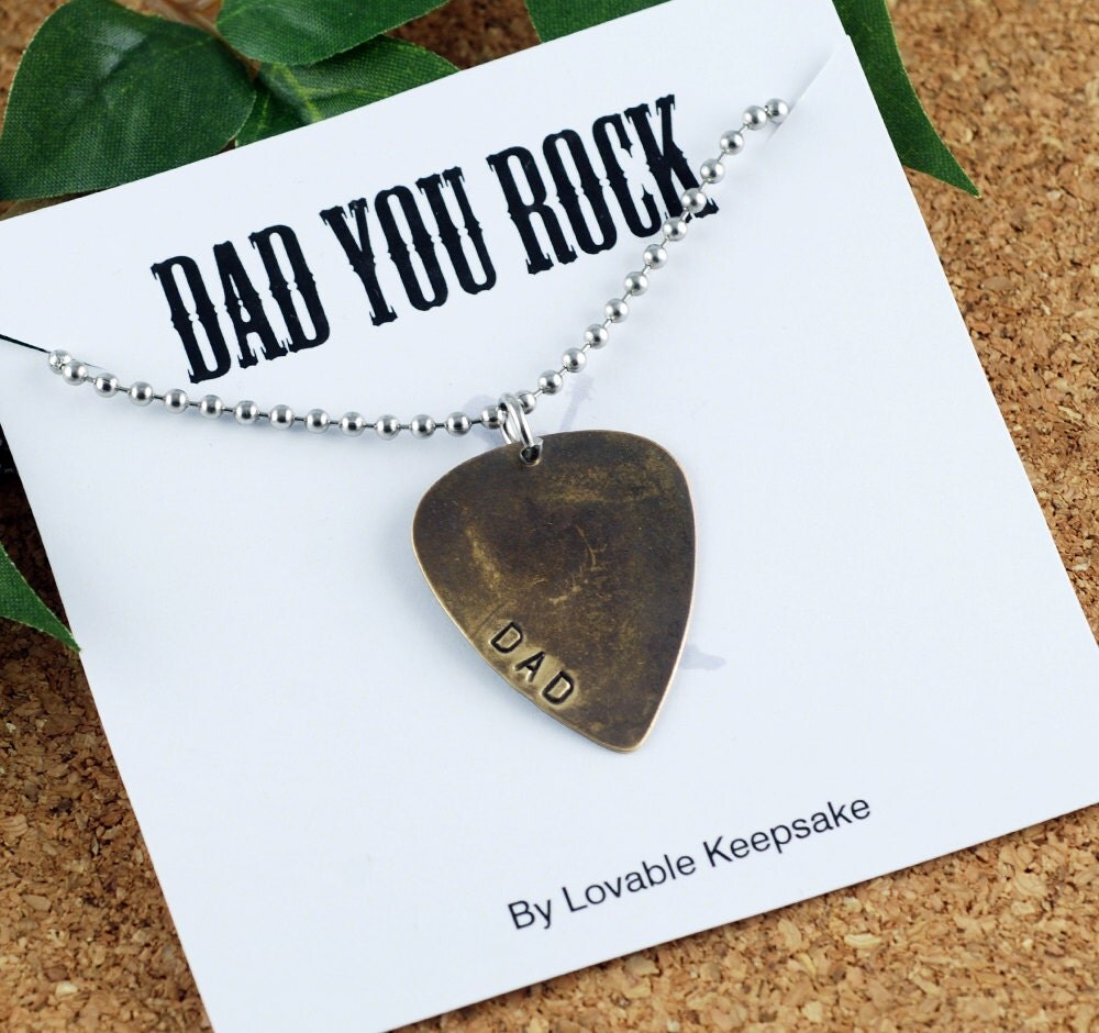 Personalized Mens Guitar Pick Necklace Fathers Day Mens