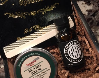 Beard Grooming Gift Box, Unique Groomsmen Gift, Groomsmen Gift, Beard Care Kit, Beard Balm, Beard Oil, Beard Comb, Birthday Gift For Him.