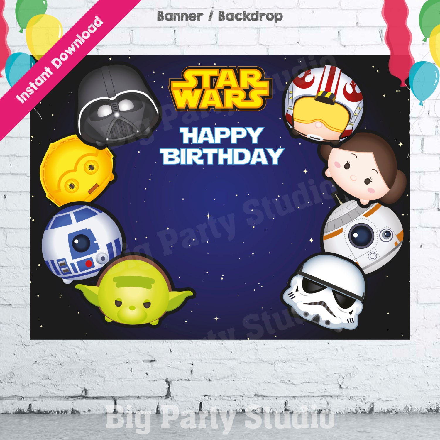 Big Cartoon Star Wars Ready Happy Birthday by Bigpartystudio