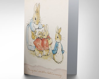 Helen Beatrix Potter Now My Dears Peter Rabbit Art Greetings Card CP1984
