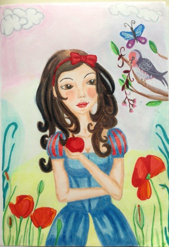 Illustration fairy tale wall art SNOW WHITE by LumisaDesign