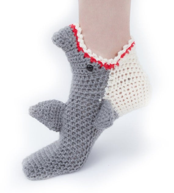 Womens Shark Socks CROCHET Pattern INSTANT DOWNLOAD pdf