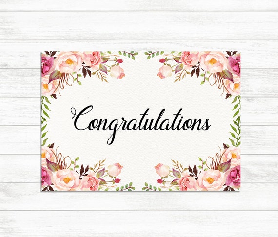 Printable Congratulations Card Floral Congrats Card