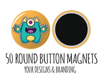 Personalized Magnets- 50 Logo Magnets, Button Magnets, Custom Magnets, Favor Magnets, Save the Date, round magnets, fridge magnets, bulk