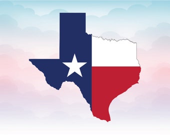 Texas state map with flag SVG, Studio 3, DXF, AI, ps and pdf Cutting Files for Electronic Cutting Machines