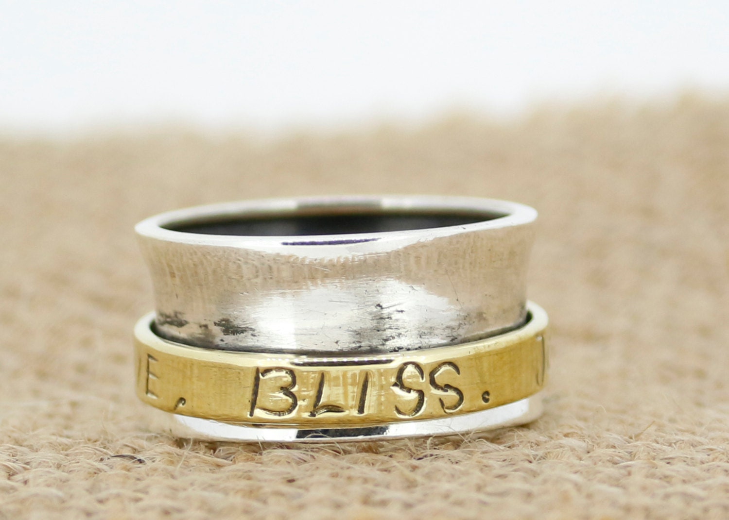 925 Sterling Silver Brass Ring And Sppiner Ring