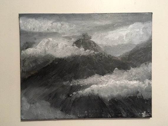 Black and White Landscape Painting by ArtByTerrah on Etsy