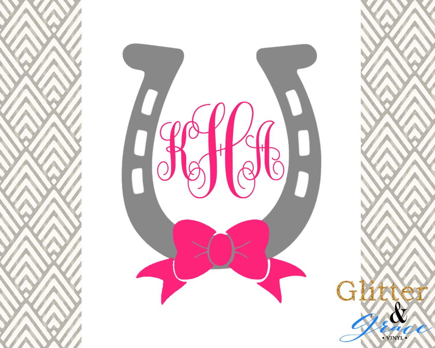 Horseshoe Monogram Decal Custom Monogram Decal Car Decal