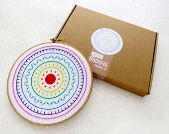 Embroidery Kit, DIY Modern Sampler Hand Embroidery Pattern, Gift for Crafter, Hygge Needlecraft Kit, Complete Sewing Kit, Easy Embroidery