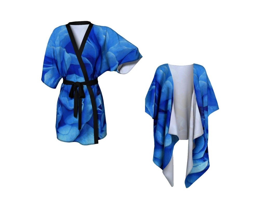 Blue Kimono Robe Festival Fashion Boho Style Hippy Plus Size