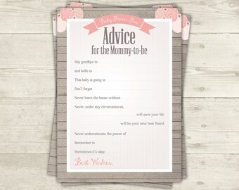 Advice for Mommy to Be Baby Shower Game Printable, Pink Shabby Girl Baby Shower Games, INSTANT DOWNLOAD