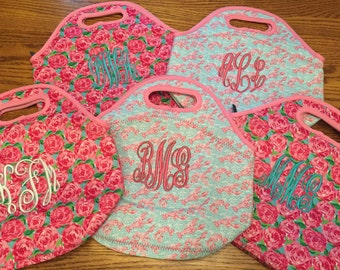 Monogrammed lunch tote / monogrammed lunch bag