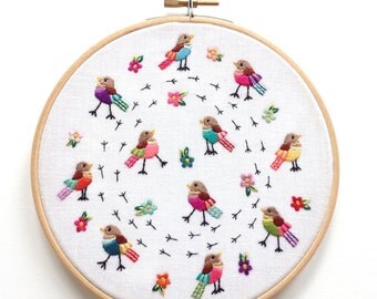 Hand Embroidered Framed Hoop 'Walking and Talking'