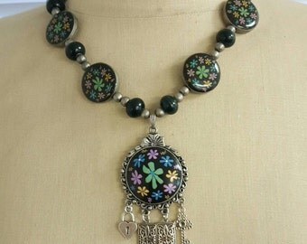 Hand made pendant and bib necklace