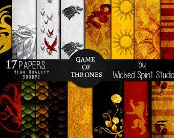 Game of Thrones inspired Scrapbook Paper Set/ INSTANT DOWNLOAD/ Printable/ Diy/ Scrapbooking/ Paper/ digital paper/ textures/ crafts GOT