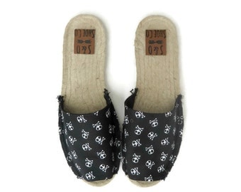 Womens skull espadrilles - skull shoes - skull sandals - womens shoes - womens sandals - womens espadrilles - skull espadrilles - monogram