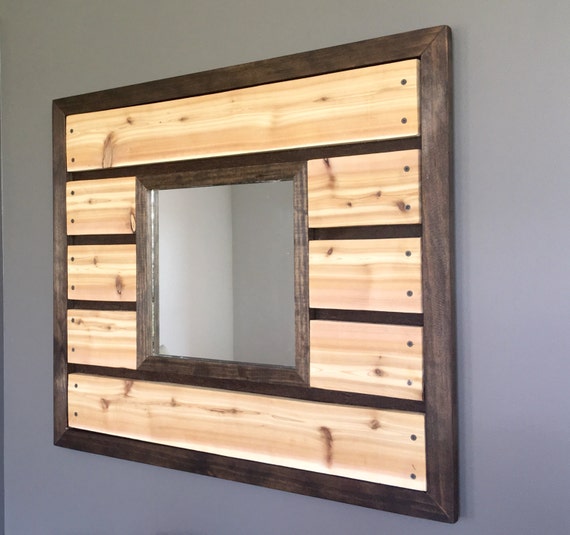 Cedar Wood Slat Mirror