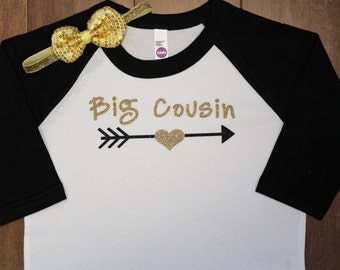 Big Cousin Shirt, Big Cousin, Big Cousin Raglan Shirt, Big Cousin, New Baby Announcement, Big Cousin raglan Shirt, Big Sister Shirt