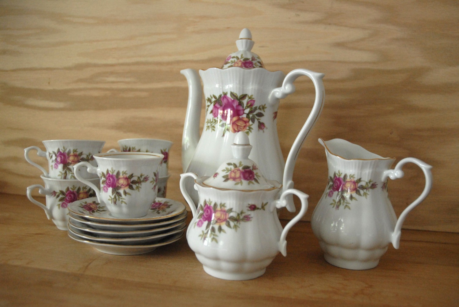 Crystal Clear Floral Tea Set Made in Poland